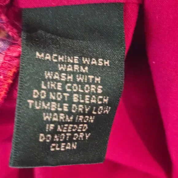 Lauren Ralph Lauren 100% Linen Pink Paisley Tiered Ruffle Midi Skirt - Small - Picture 7 of 7